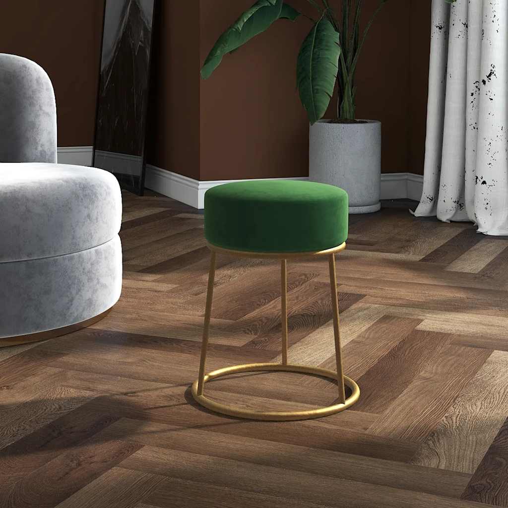 vidaXL Taburet rotund, verde, catifea vidaXL Taburet rotund, verde, catifea