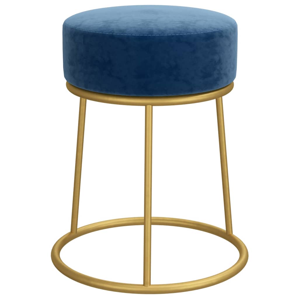 vidaXL Taburet rotund, albastru, catifea vidaXL Taburet rotund, albastru, catifea