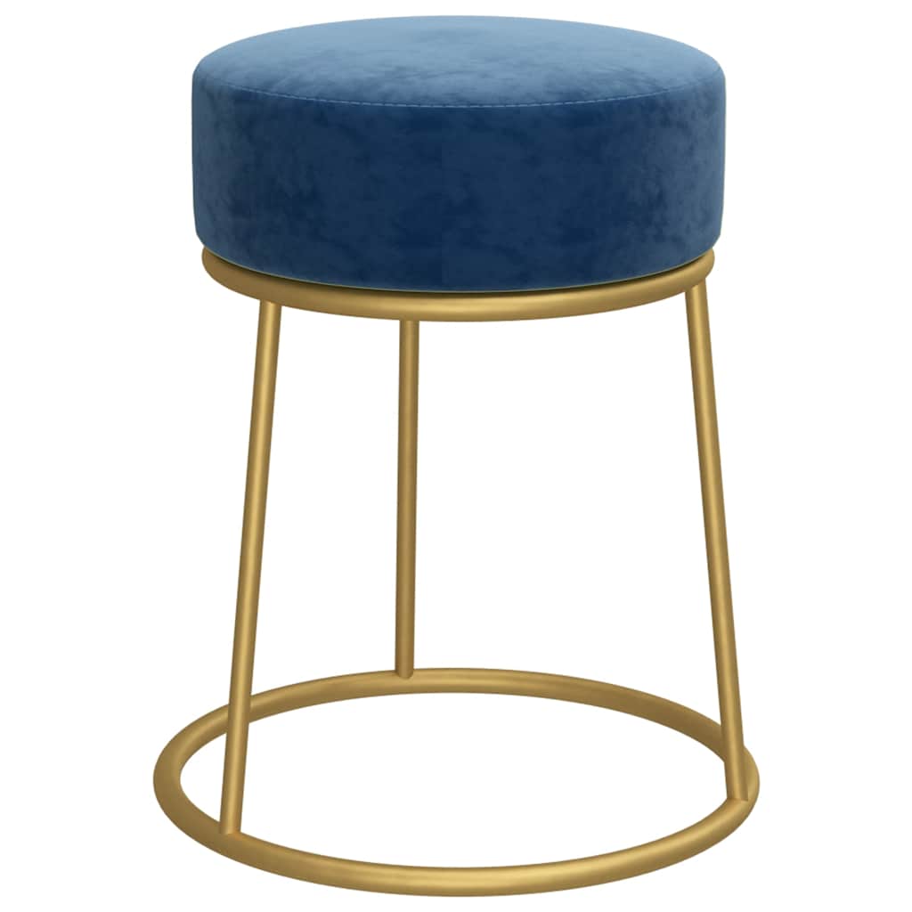 vidaXL Taburet rotund, albastru, catifea vidaXL Taburet rotund, albastru, catifea