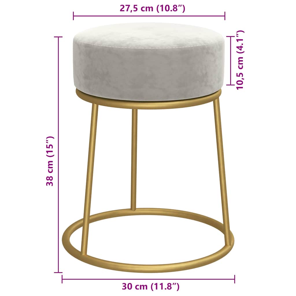 vidaXL Taburet rotund, gri deschis, catifea