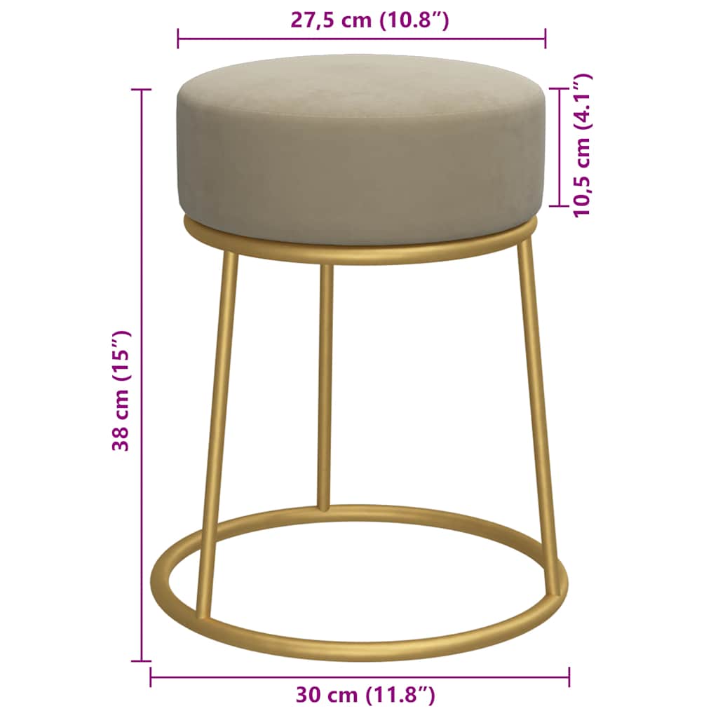vidaXL Taburet rotund, gri închis, catifea