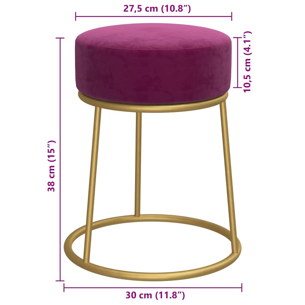 vidaXL Taburet rotund, violet, catifea