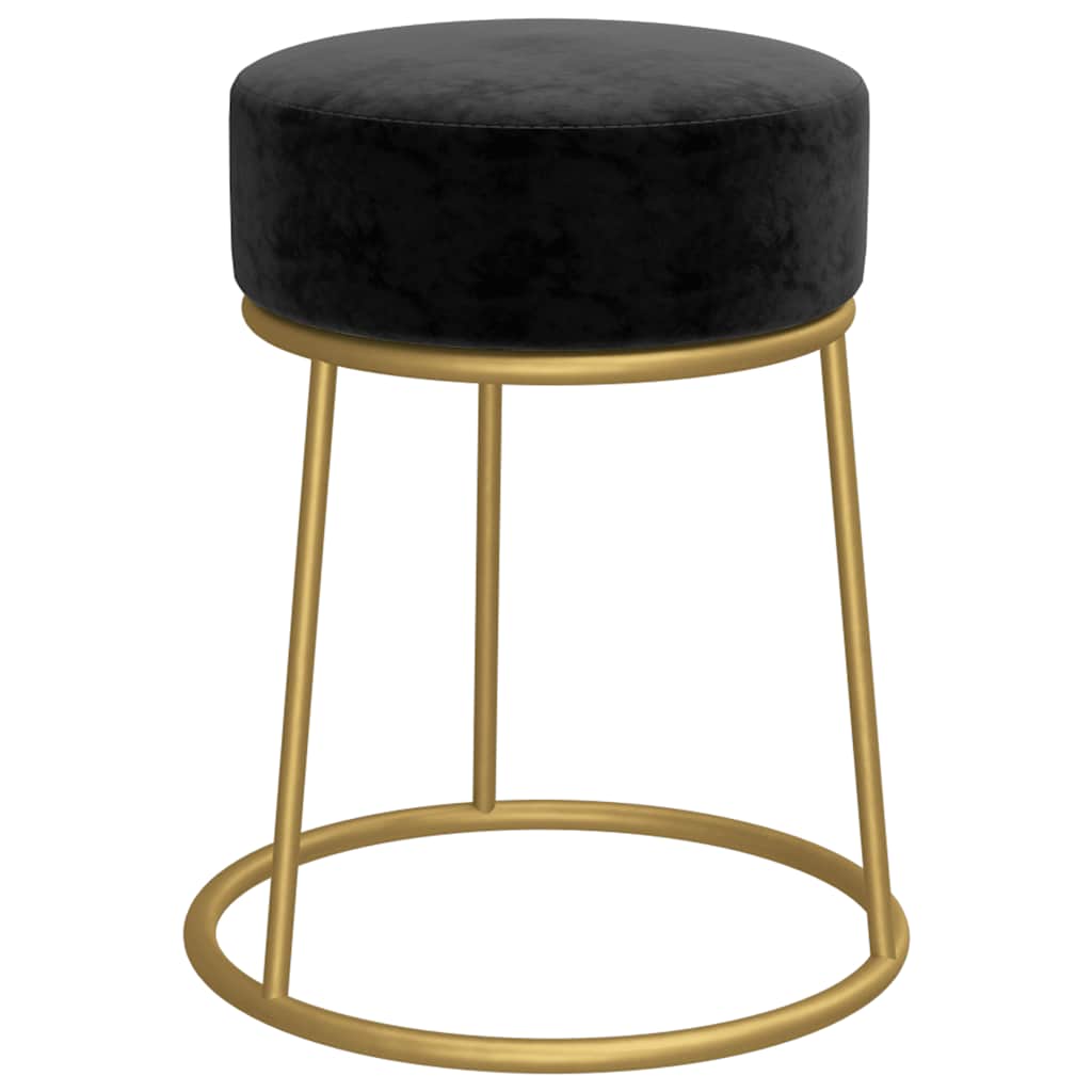 vidaXL Taburet rotund, negru, catifea