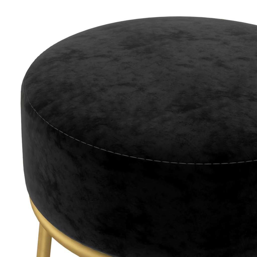 vidaXL Taburet rotund, negru, catifea