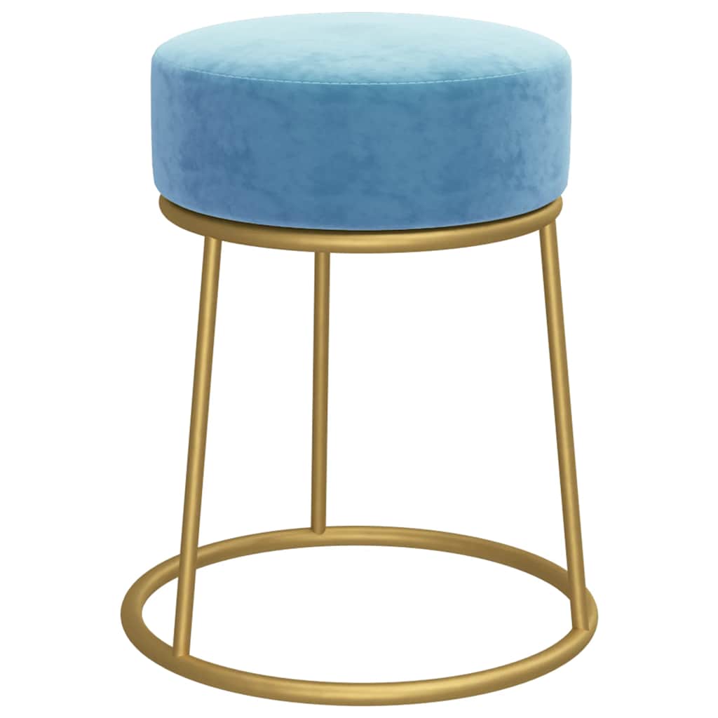 vidaXL Taburet rotund, albastru deschis, catifea