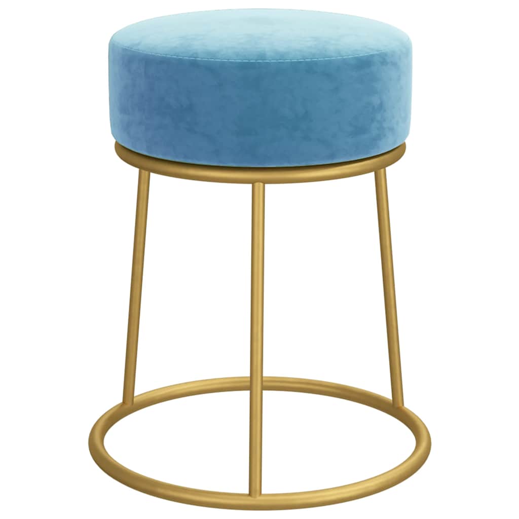 vidaXL Taburet rotund, albastru deschis, catifea