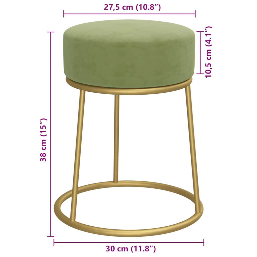 vidaXL Taburet rotund, verde muştar, catifea