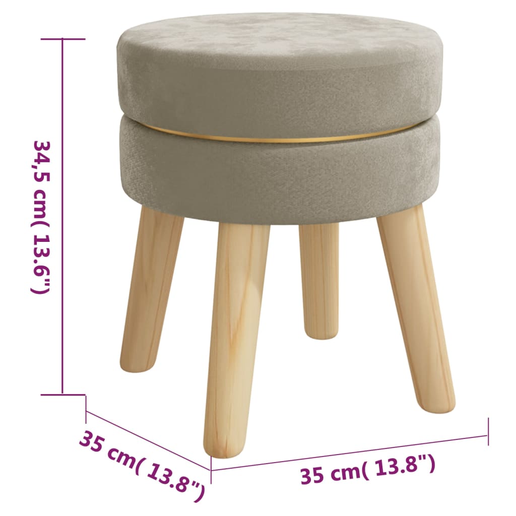 vidaXL Taburet rotund, gri închis, catifea
