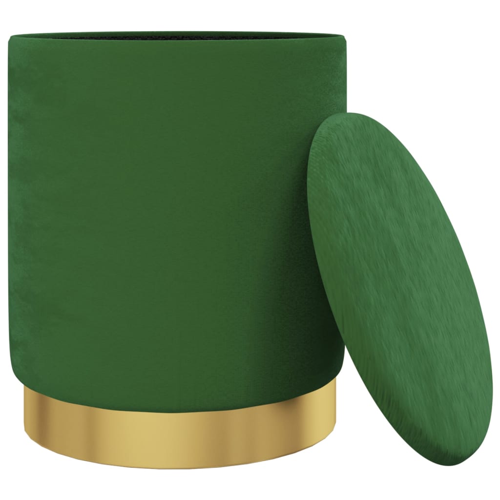 vidaXL Taburet depozitare rotund, verde, catifea 31 x 37 cm vidaXL Taburet depozitare rotund, verde, catifea 31 x 37 cm