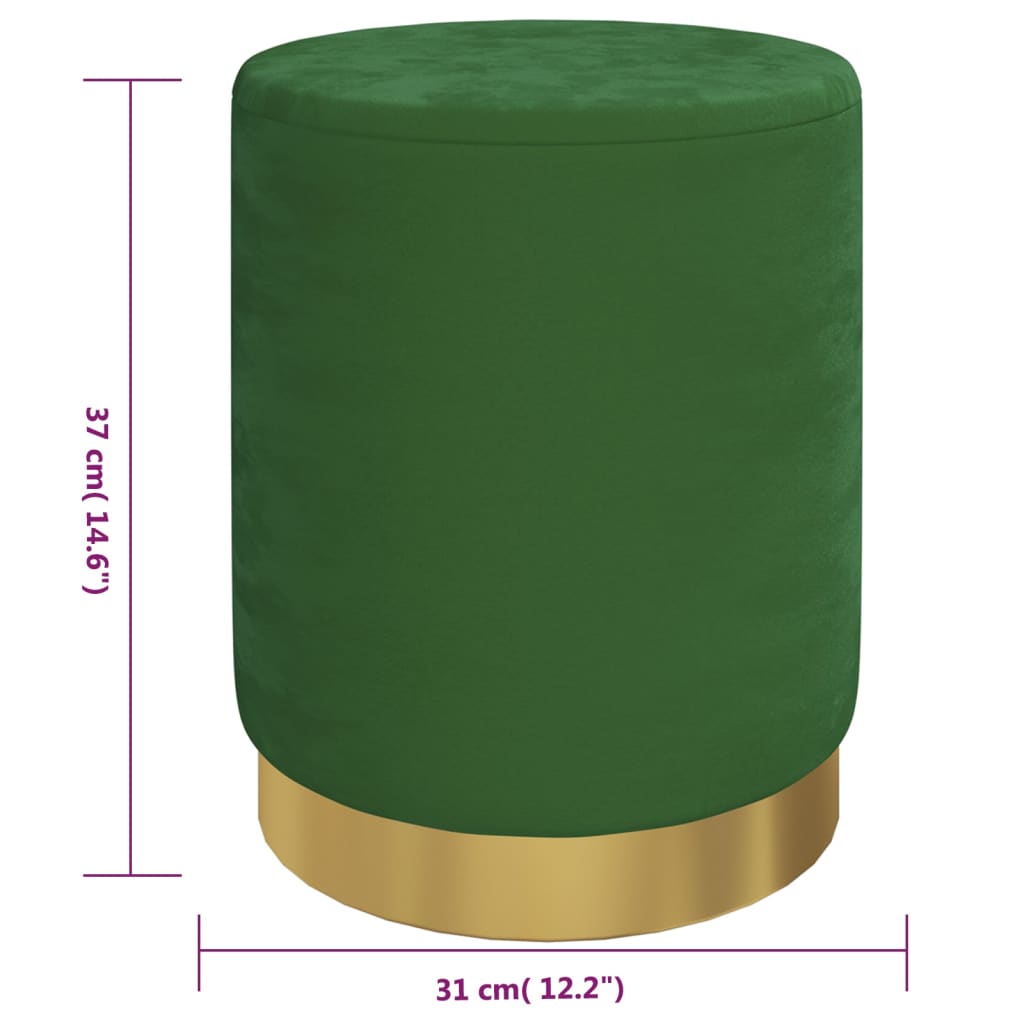 vidaXL Taburet depozitare rotund, verde, catifea 31 x 37 cm vidaXL Taburet depozitare rotund, verde, catifea 31 x 37 cm