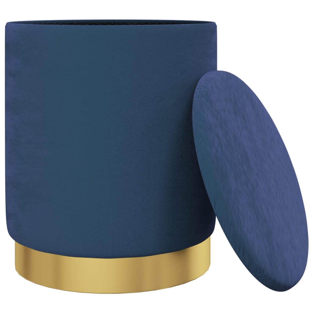 vidaXL Taburet depozitare rotund, albastru, catifea 31 x 37 cm