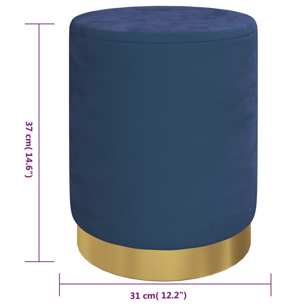 vidaXL Taburet depozitare rotund, albastru, catifea 31 x 37 cm