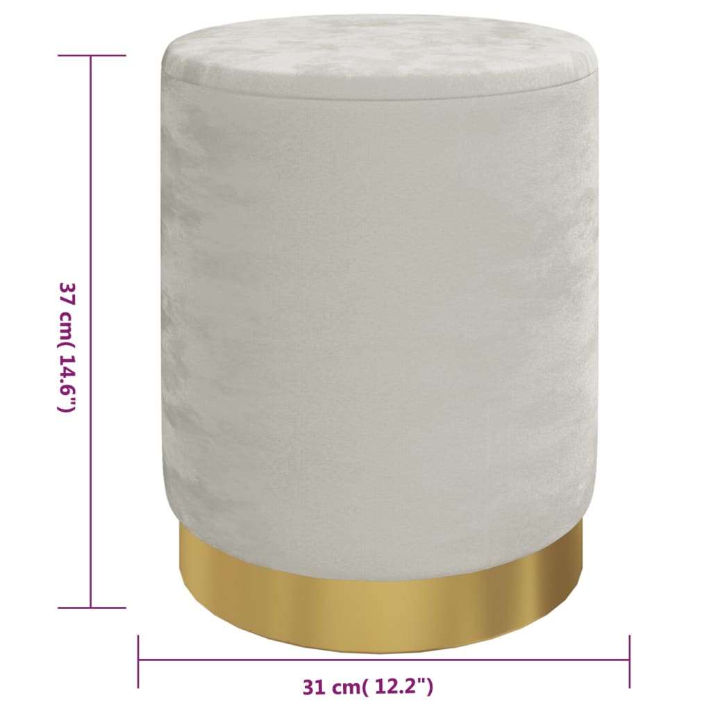 vidaXL Taburet depozitare rotund, gri deschis, catifea 31 x 37 cm vidaXL Taburet depozitare rotund, gri deschis, catifea 31 x 37 cm