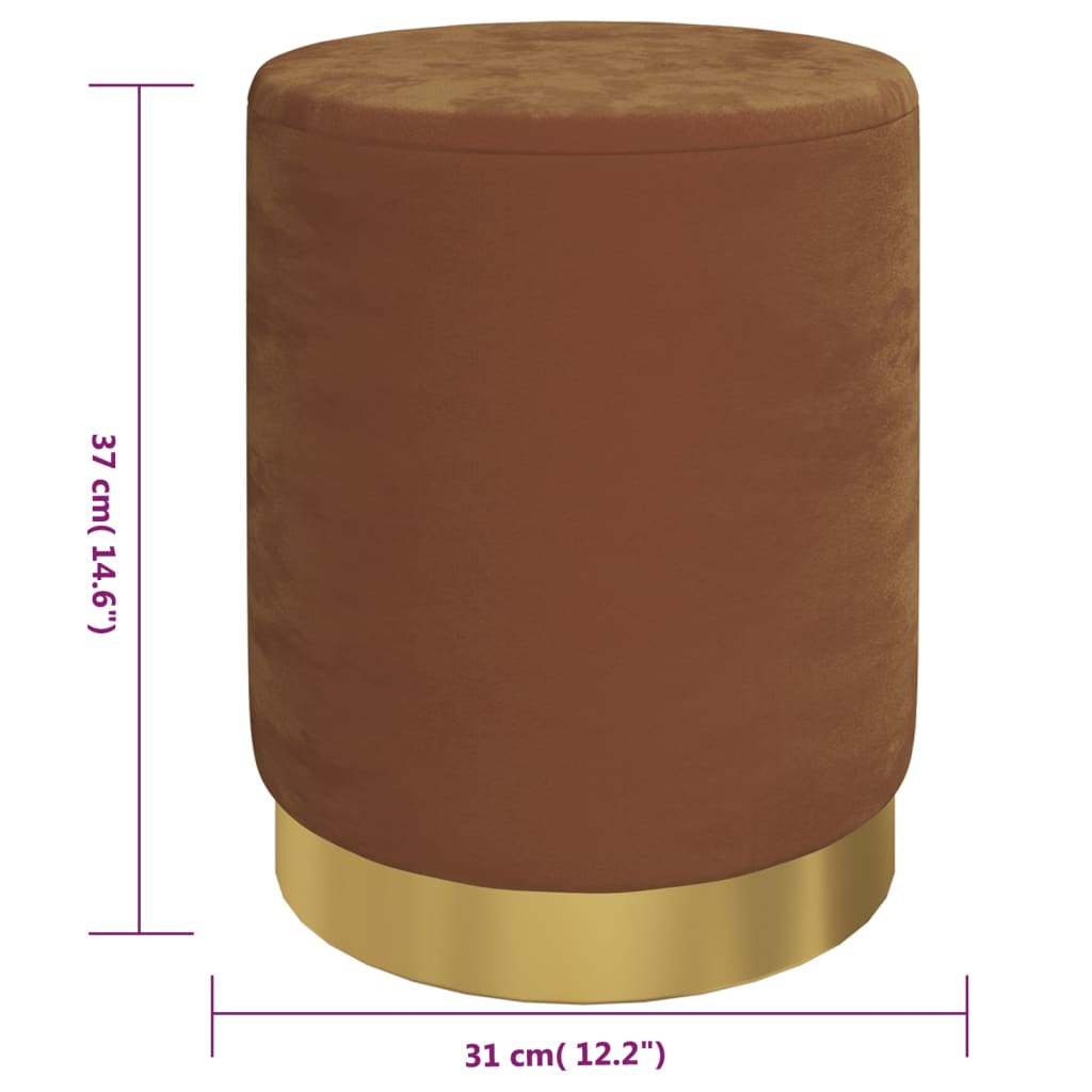 vidaXL Taburet depozitare rotund, maro, catifea 31 x 37 cm vidaXL Taburet depozitare rotund, maro, catifea 31 x 37 cm