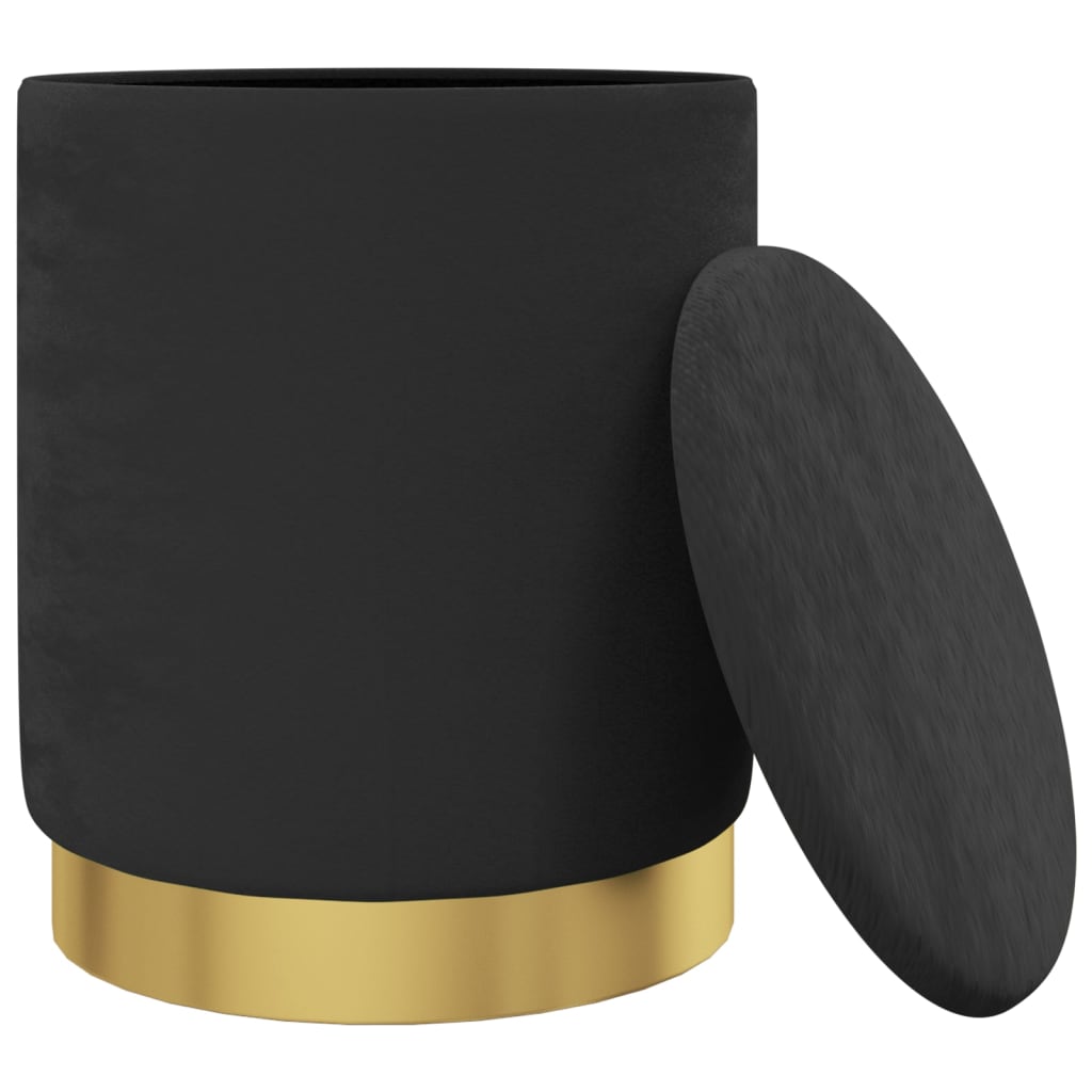 vidaXL Taburet depozitare rotund, negru, catifea 31 x 37 cm vidaXL Taburet depozitare rotund, negru, catifea 31 x 37 cm