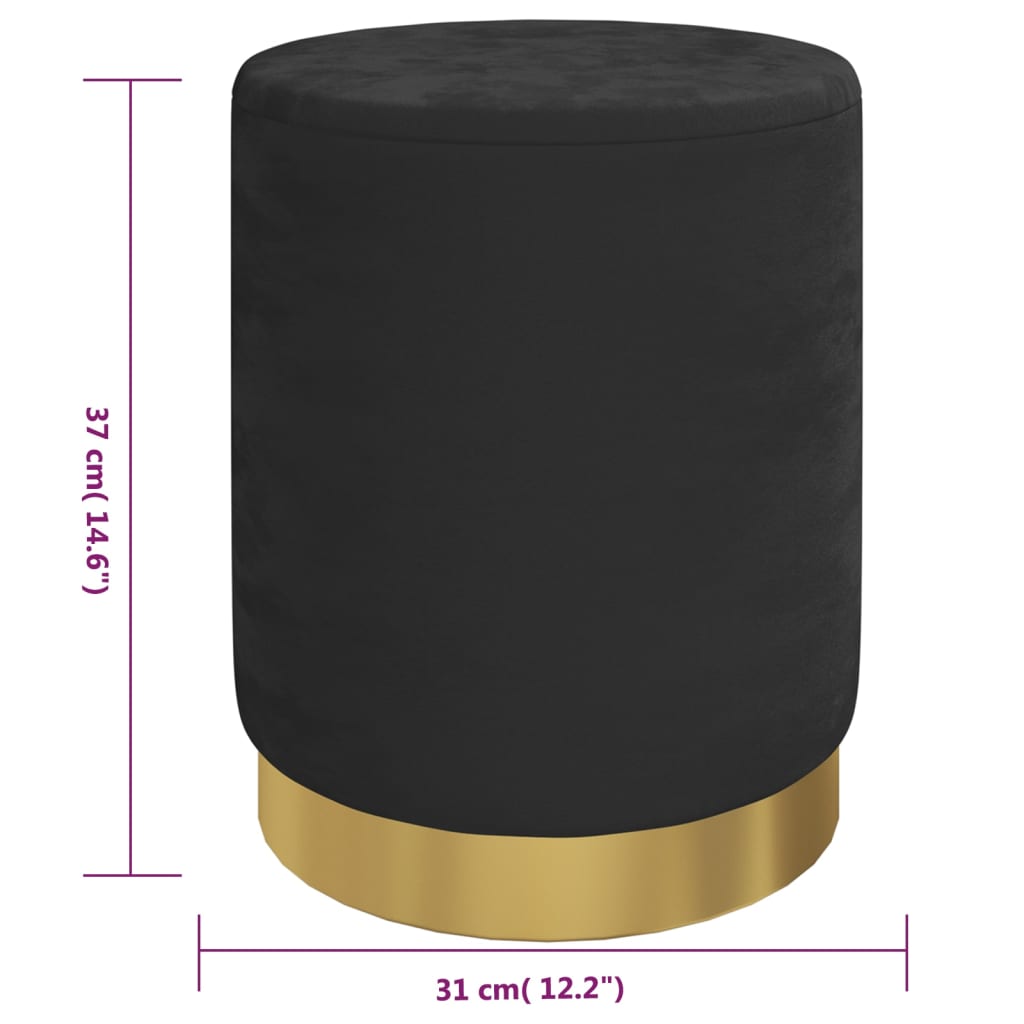 vidaXL Taburet depozitare rotund, negru, catifea 31 x 37 cm vidaXL Taburet depozitare rotund, negru, catifea 31 x 37 cm