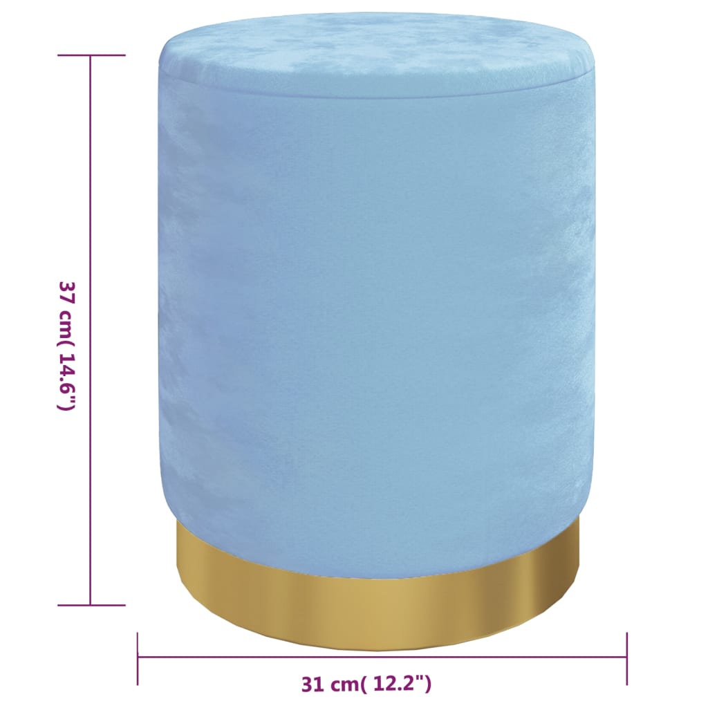 vidaXL Taburet depozitare rotund, albastru deschis, catifea 31 x 37 cm vidaXL Taburet depozitare rotund, albastru deschis, catifea 31 x 37 cm