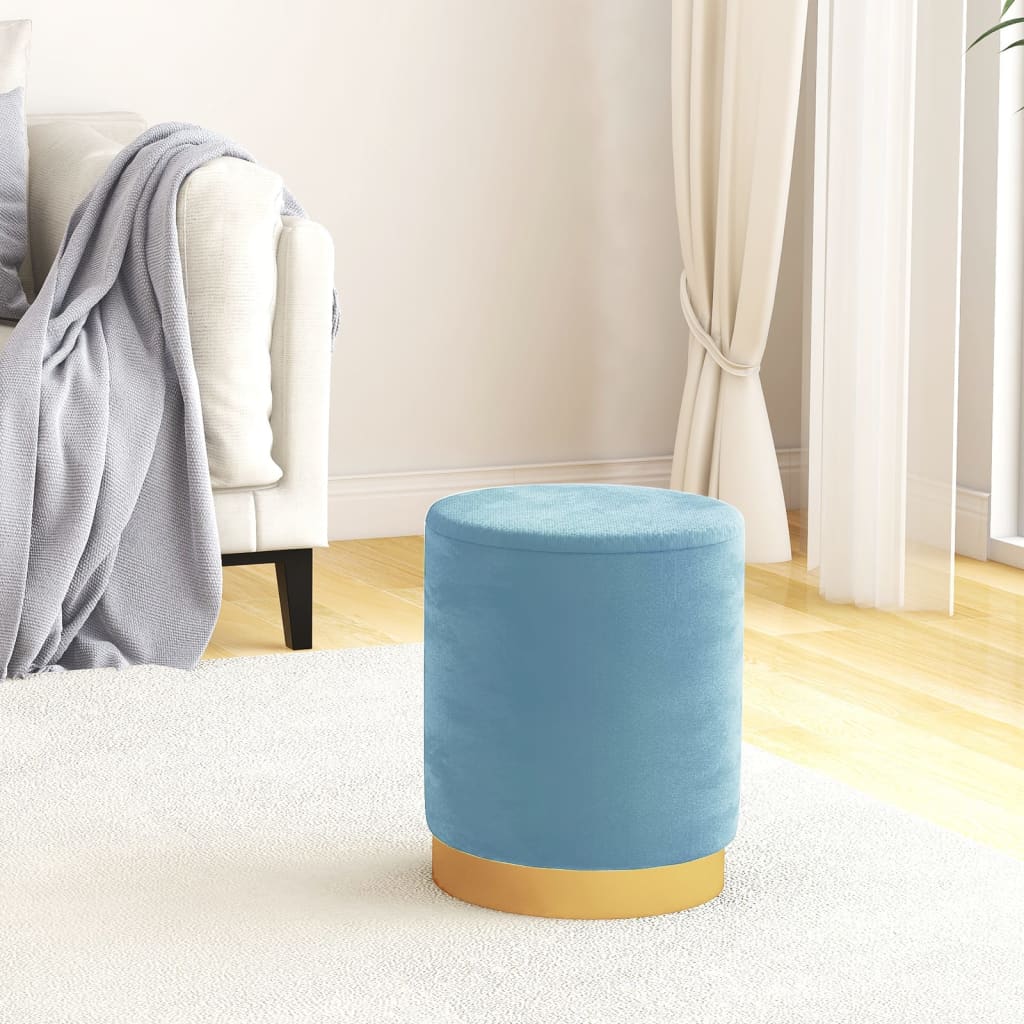 vidaXL Taburet depozitare rotund, albastru deschis, catifea 31 x 37 cm vidaXL Taburet depozitare rotund, albastru deschis, catifea 31 x 37 cm