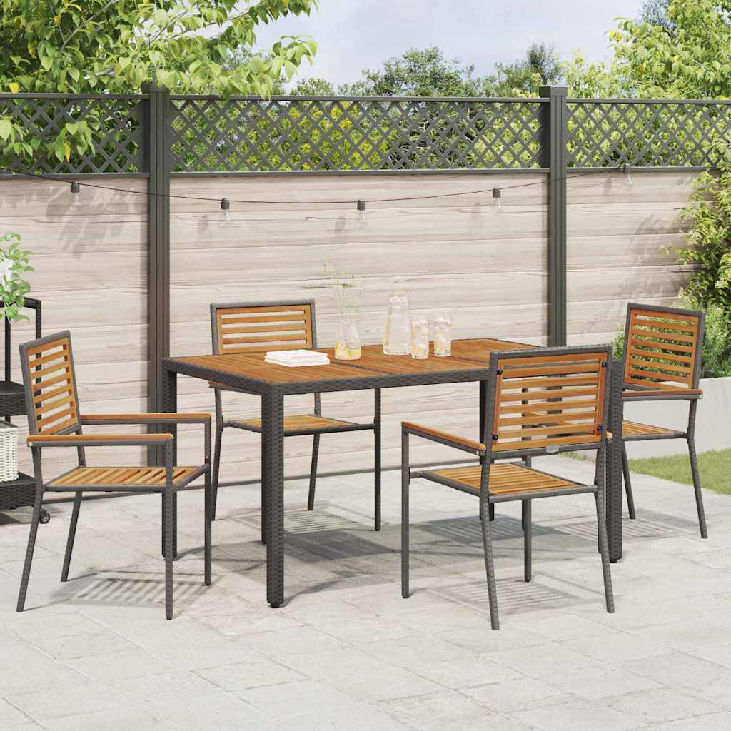 vidaXL Scaune de grădină stivuibile 4 pcs Maro și negru