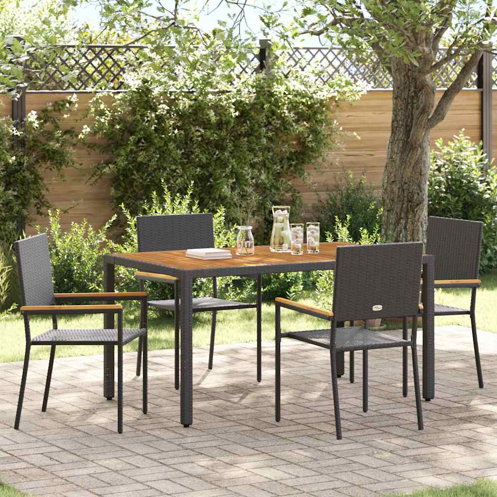 vidaXL Scaune de grădină stivuibile 4 pcs Negru și Maro