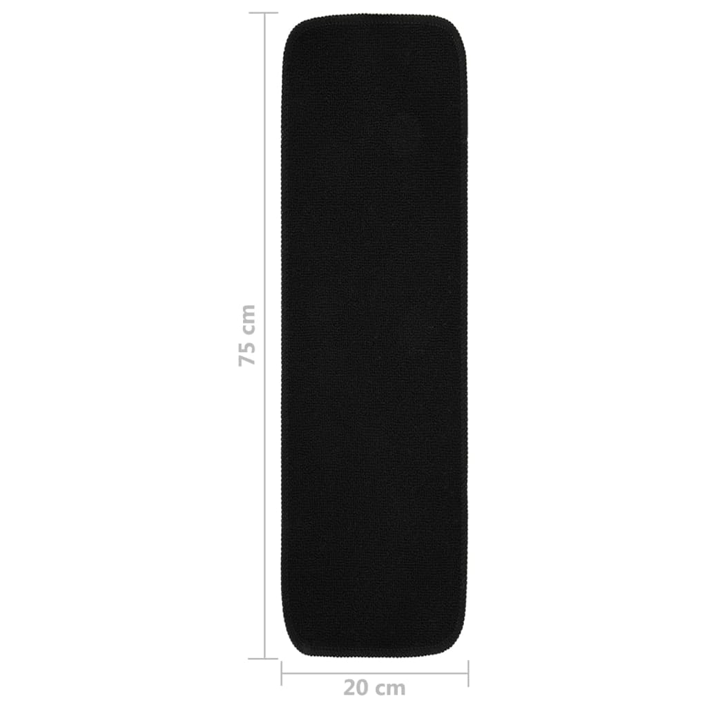 vidaXL Covorașe de scări, 15 buc., negru, 75x20 cm, dreptunghiular vidaXL Covorașe de scări, 15 buc., negru, 75x20 cm, dreptunghiular