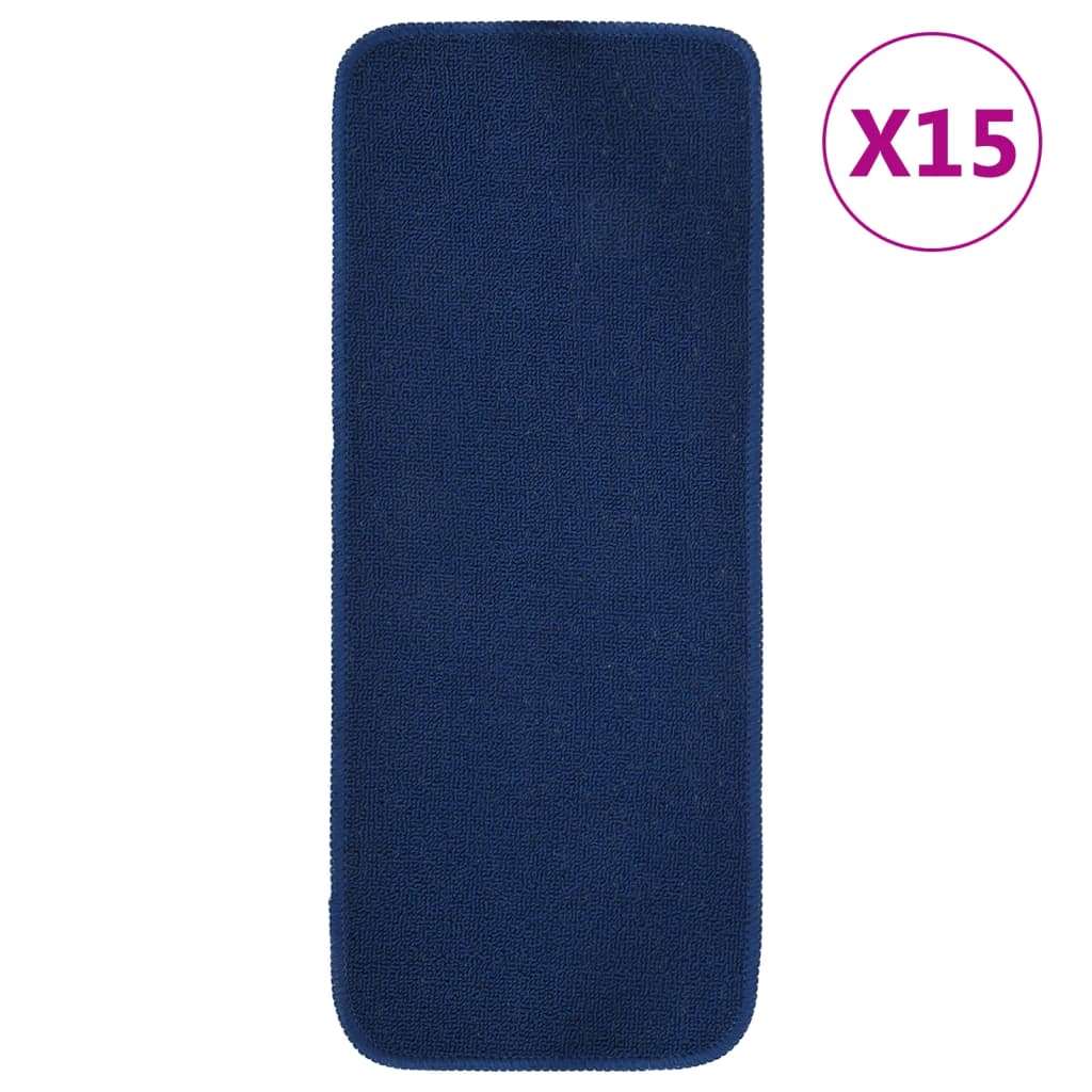 vidaXL Covorașe de scări, 15 buc., bleumarin, 60x25 cm, dreptunghiular vidaXL Covorașe de scări, 15 buc., bleumarin, 60x25 cm, dreptunghiular