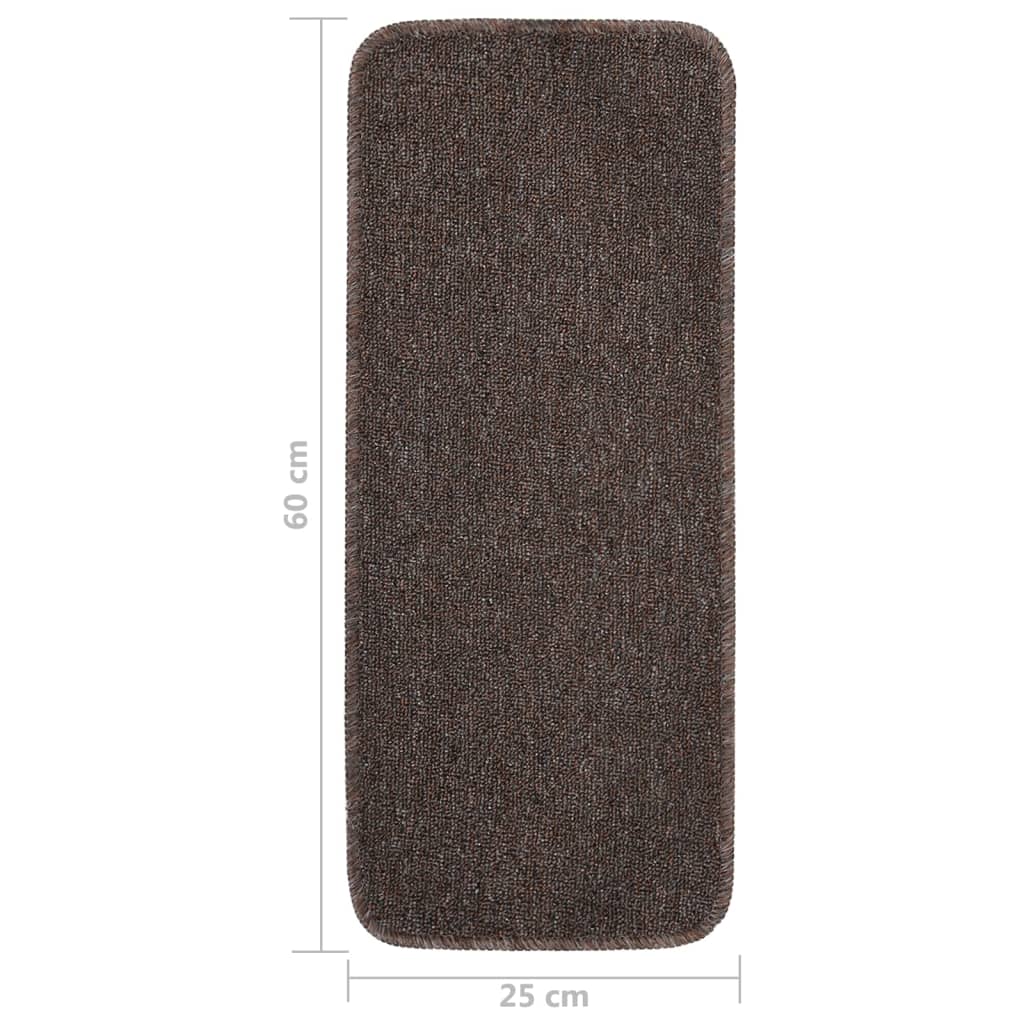 vidaXL Covorașe de scări, 15 buc., maro, 60x25 cm, dreptunghiular vidaXL Covorașe de scări, 15 buc., maro, 60x25 cm, dreptunghiular