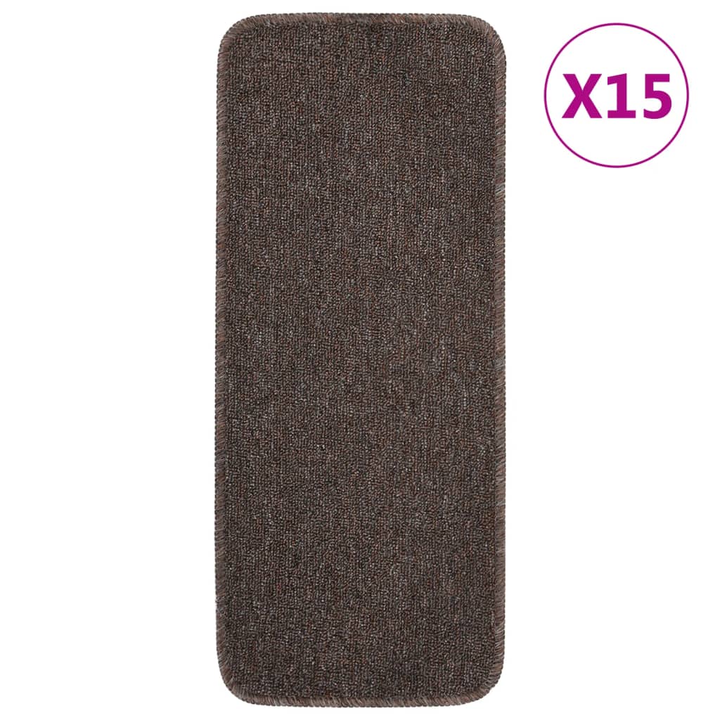 vidaXL Covorașe de scări, 15 buc., maro, 60x25 cm, dreptunghiular vidaXL Covorașe de scări, 15 buc., maro, 60x25 cm, dreptunghiular
