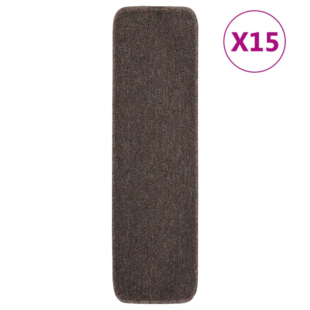 vidaXL Covorașe de scări, 15 buc., maro, 75x20 cm, dreptunghiular vidaXL Covorașe de scări, 15 buc., maro, 75x20 cm, dreptunghiular