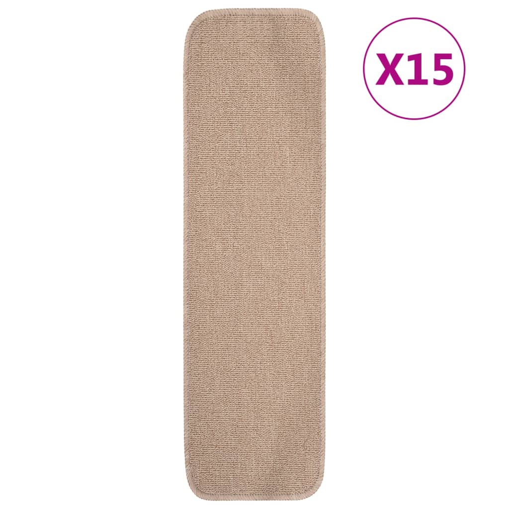 vidaXL Covorașe de scări, 15 buc., bej, 75x20 cm, dreptunghiular vidaXL Covorașe de scări, 15 buc., bej, 75x20 cm, dreptunghiular