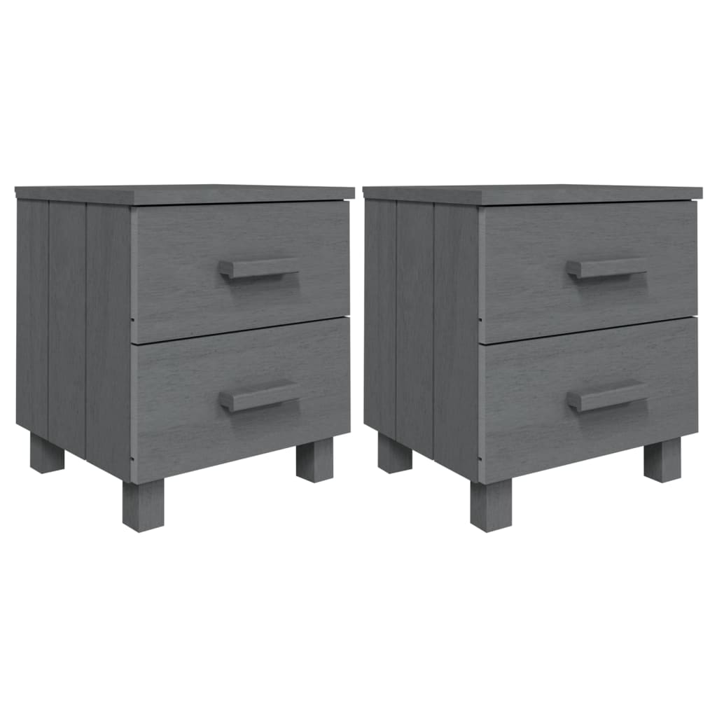 vidaXL Noptiere HAMAR, 2 buc, gri închis, 40x35x44,5 cm, lemn masiv