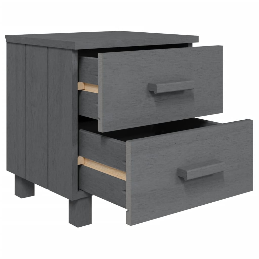 vidaXL Noptiere HAMAR, 2 buc, gri închis, 40x35x44,5 cm, lemn masiv