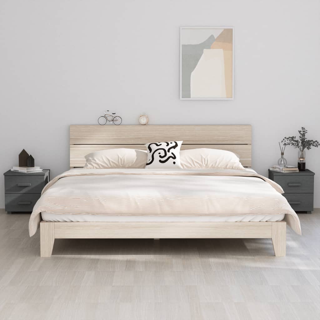 vidaXL Noptiere HAMAR, 2 buc, gri închis, 40x35x44,5 cm, lemn masiv