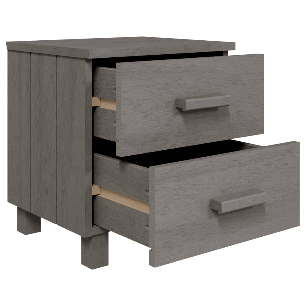 vidaXL Noptiere HAMAR, 2 buc, gri deschis, 40x35x44,5 cm, lemn masiv