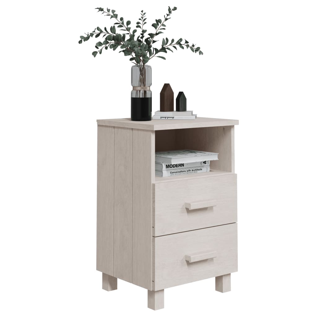 vidaXL Noptiere HAMAR, 2 buc, alb, 40x35x62 cm, lemn masiv de pin