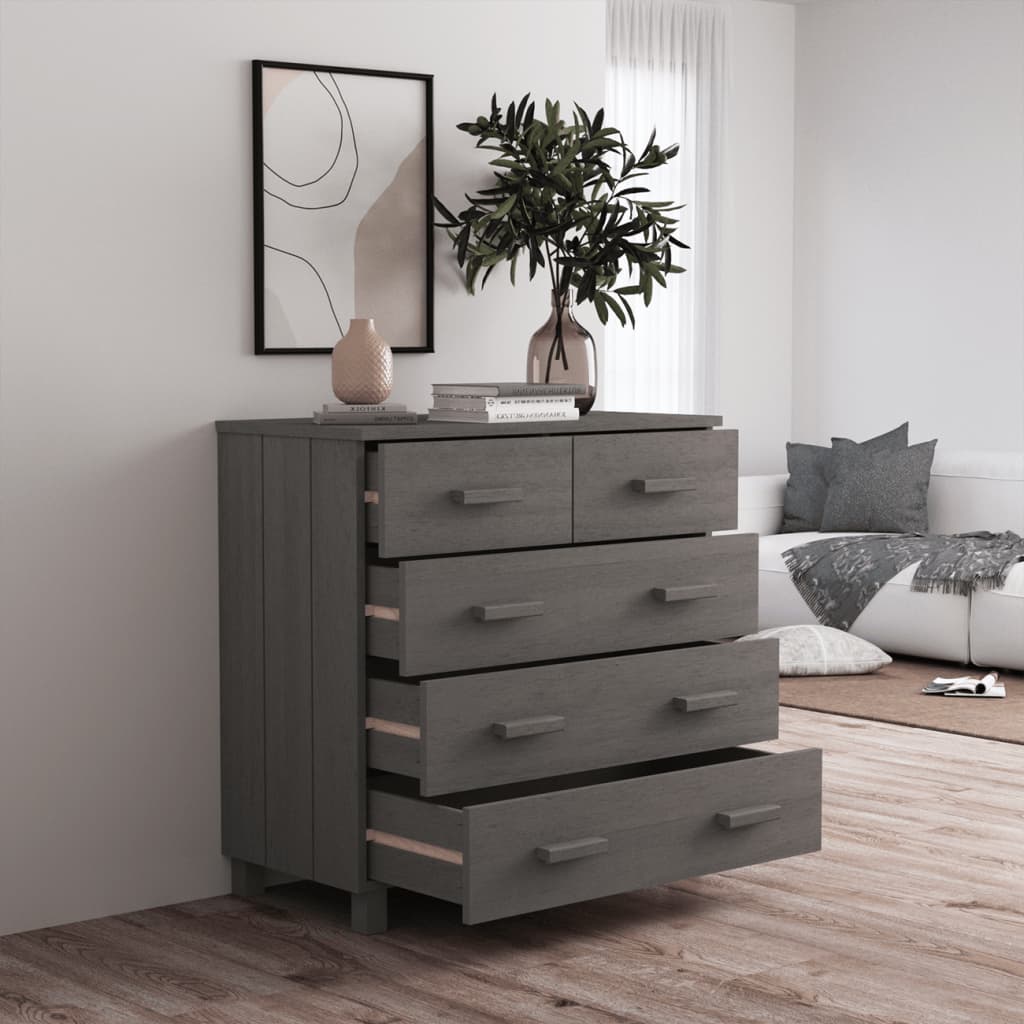 vidaXL Servantă „HAMAR”, gri deschis, 79x40x80 cm, lemn masiv pin vidaXL Servantă „HAMAR”, gri deschis, 79x40x80 cm, lemn masiv pin