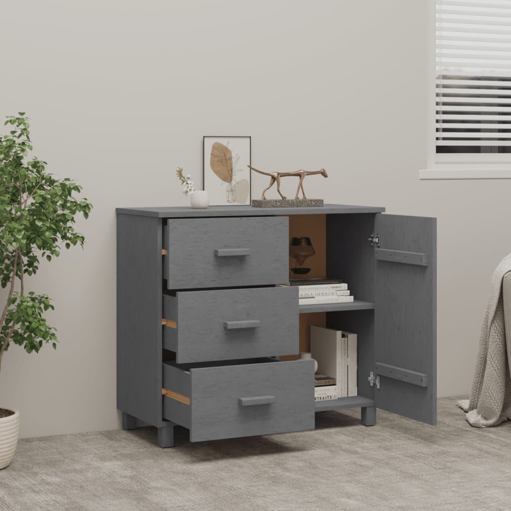 vidaXL Servantă „HAMAR”, gri închis, 90x40x80 cm, lemn masiv de pin
