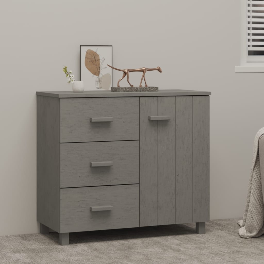 vidaXL Servantă „HAMAR”, gri deschis, 90x40x80 cm, lemn masiv de pin