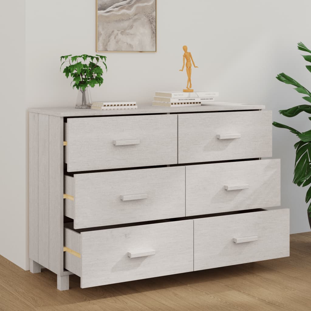 vidaXL Servantă „HAMAR”, alb, 113x40x80 cm, lemn masiv de pin vidaXL Servantă „HAMAR”, alb, 113x40x80 cm, lemn masiv de pin