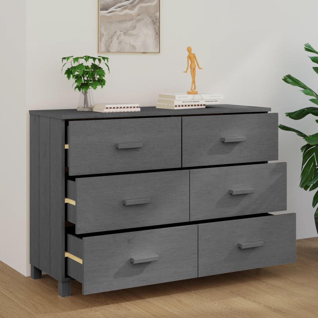 vidaXL Servantă „HAMAR”, gri închis, 113x40x80 cm, lemn masiv pin vidaXL Servantă „HAMAR”, gri închis, 113x40x80 cm, lemn masiv pin