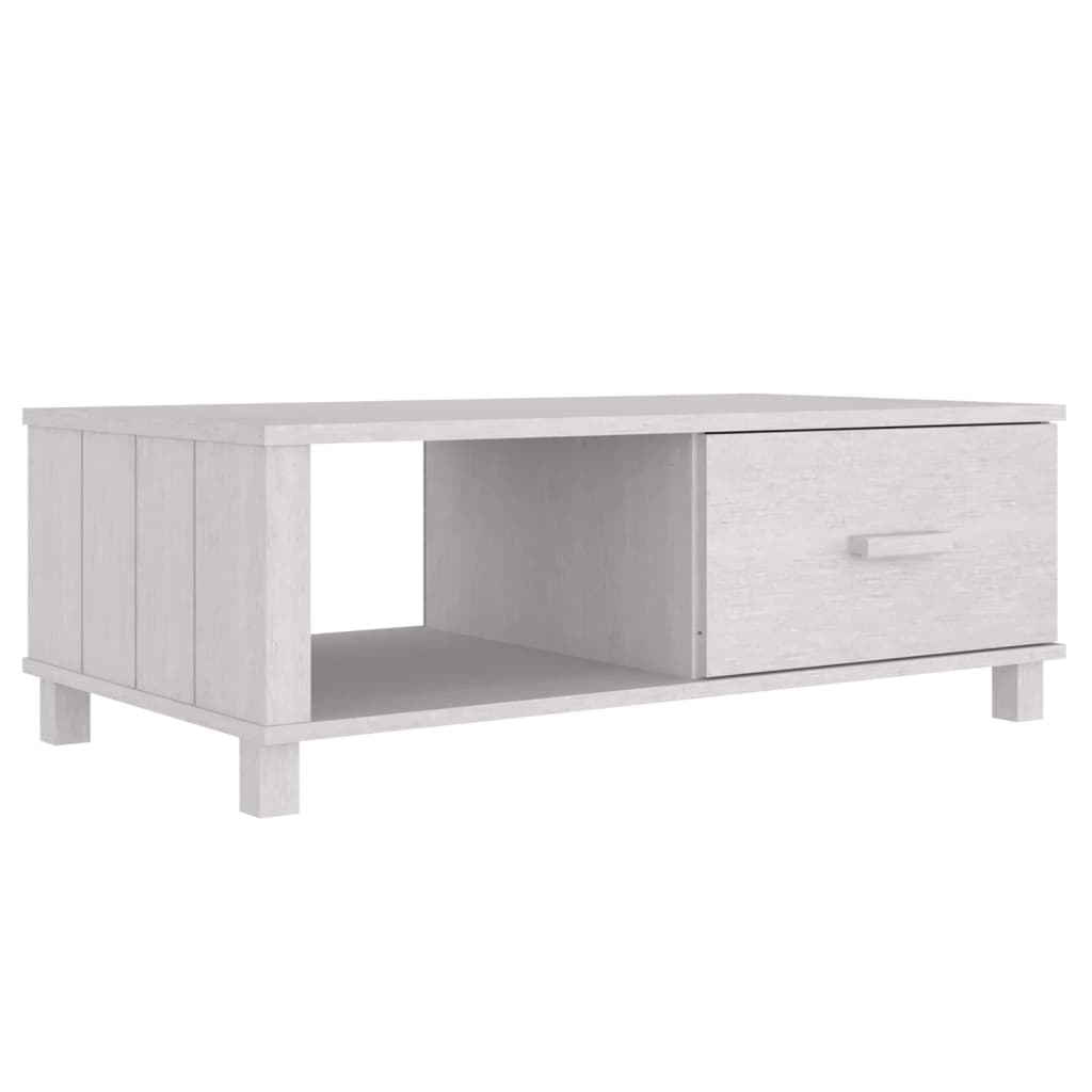 vidaXL Masă de cafea „HAMAR”, alb, 100x55x35 cm, lemn masiv de pin vidaXL Masă de cafea „HAMAR”, alb, 100x55x35 cm, lemn masiv de pin
