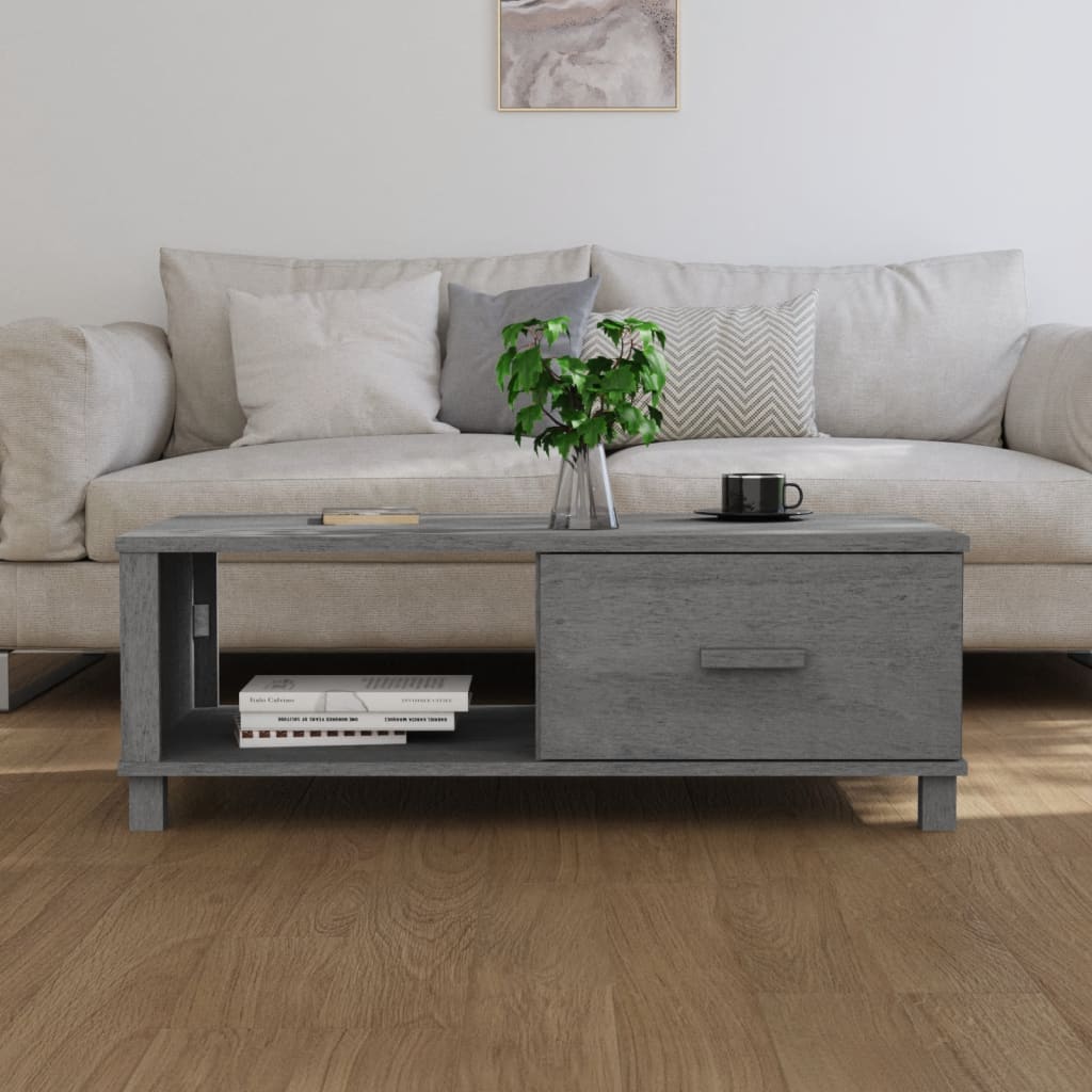 vidaXL Masă de cafea „HAMAR”, gri închis, 100x55x35 cm, lemn masiv pin vidaXL Masă de cafea „HAMAR”, gri închis, 100x55x35 cm, lemn masiv pin