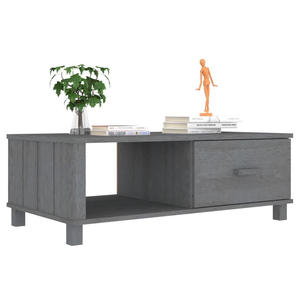 vidaXL Masă de cafea „HAMAR”, gri închis, 100x55x35 cm, lemn masiv pin vidaXL Masă de cafea „HAMAR”, gri închis, 100x55x35 cm, lemn masiv pin