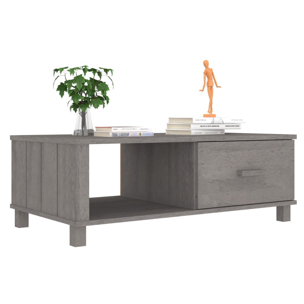 vidaXL Masă cafea „HAMAR”, gri deschis, 100x55x35 cm, lemn masiv pin