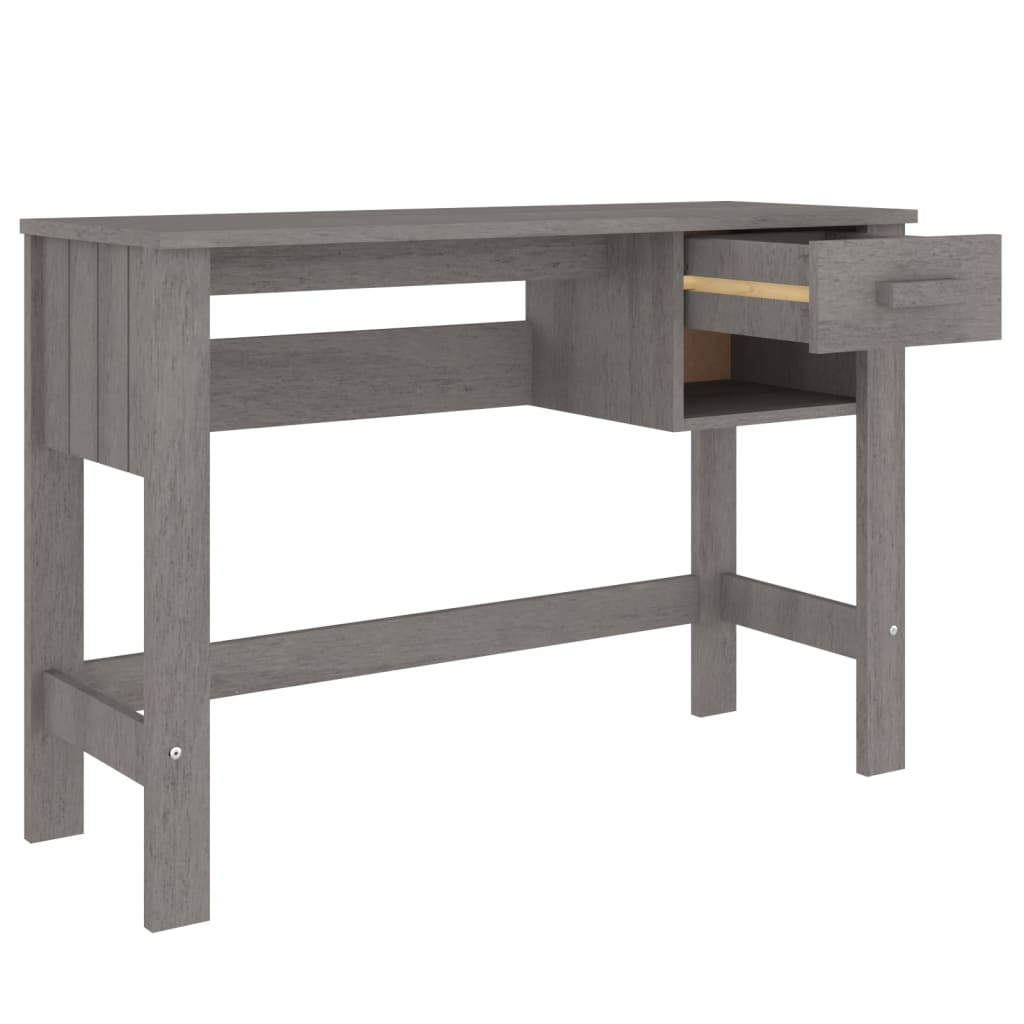 vidaXL Birou „HAMAR”, gri deschis, 110x40x75 cm, lemn masiv de pin