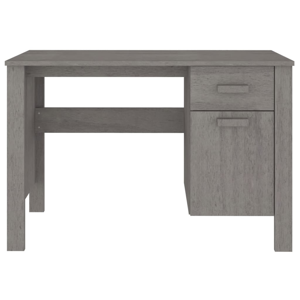 vidaXL Birou „HAMAR”, gri deschis, 113x50x75 cm, lemn masiv de pin