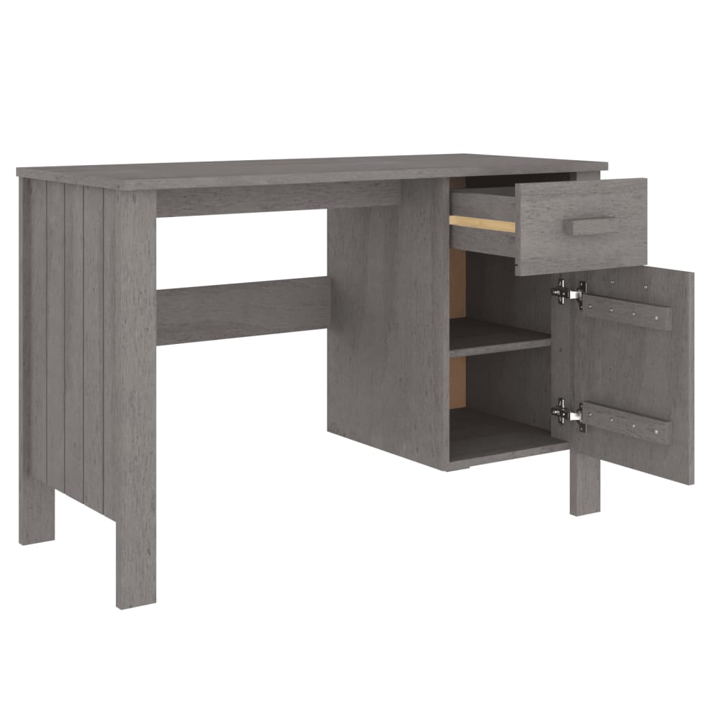vidaXL Birou „HAMAR”, gri deschis, 113x50x75 cm, lemn masiv de pin