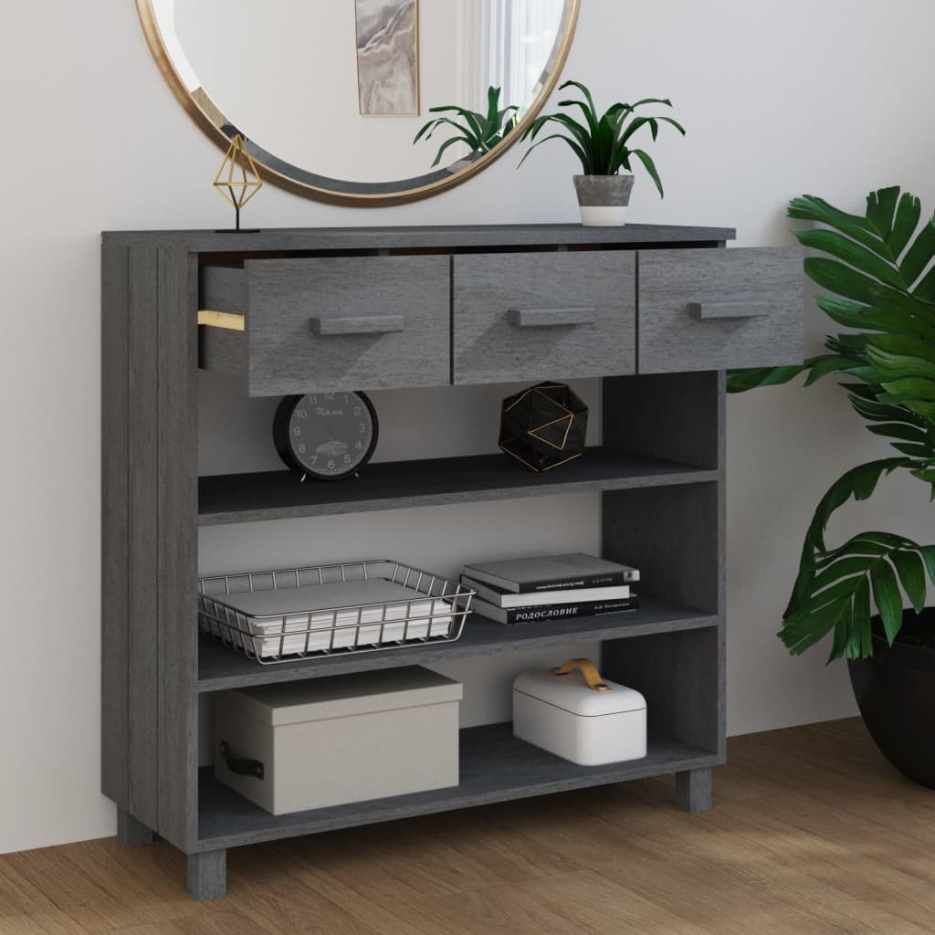 vidaXL Masă consolă „HAMAR”, gri închis, 90x35x90 cm, lemn masiv pin vidaXL Masă consolă „HAMAR”, gri închis, 90x35x90 cm, lemn masiv pin