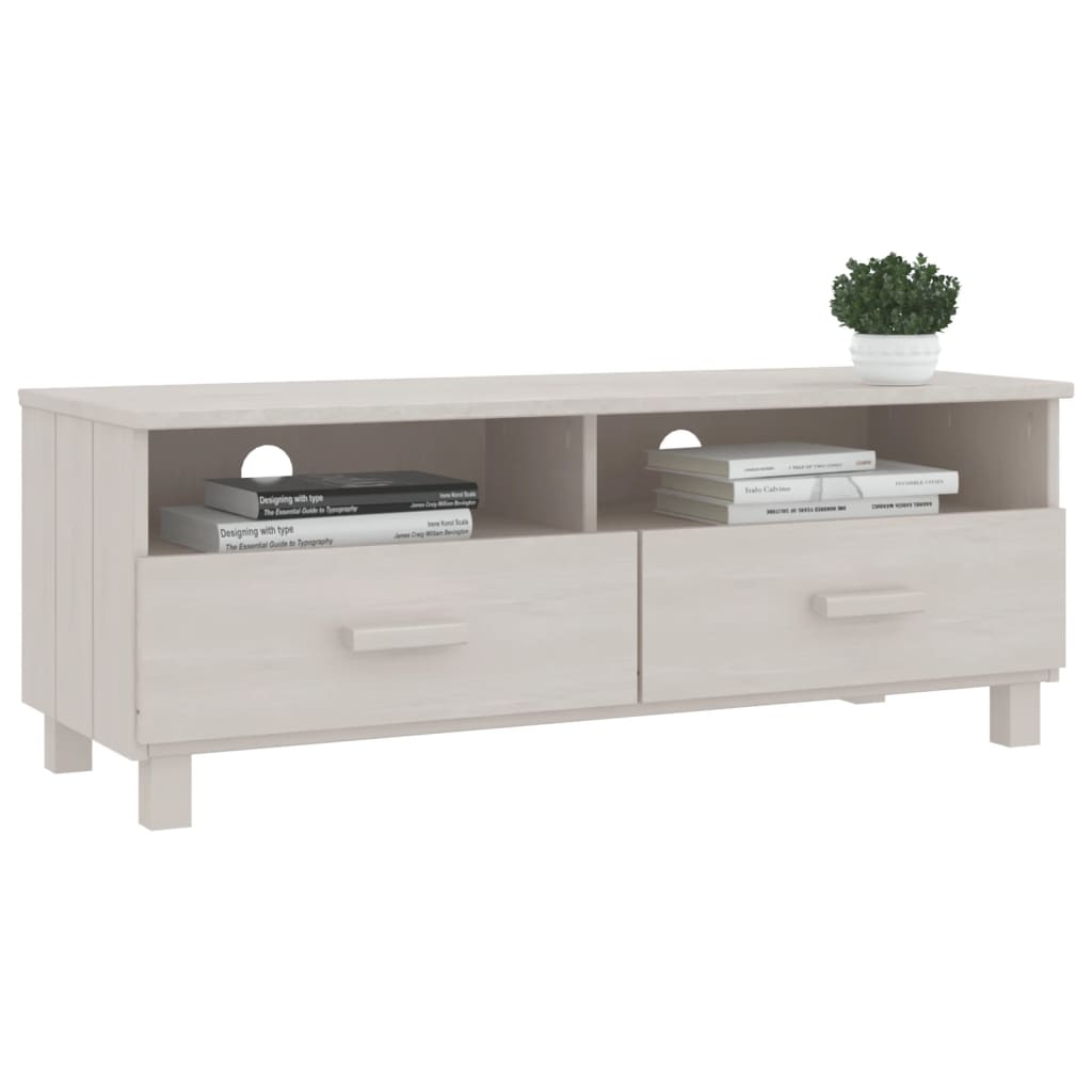 vidaXL Dulap TV „HAMAR”, alb, 106x40x40 cm, lemn masiv de pin vidaXL Dulap TV „HAMAR”, alb, 106x40x40 cm, lemn masiv de pin