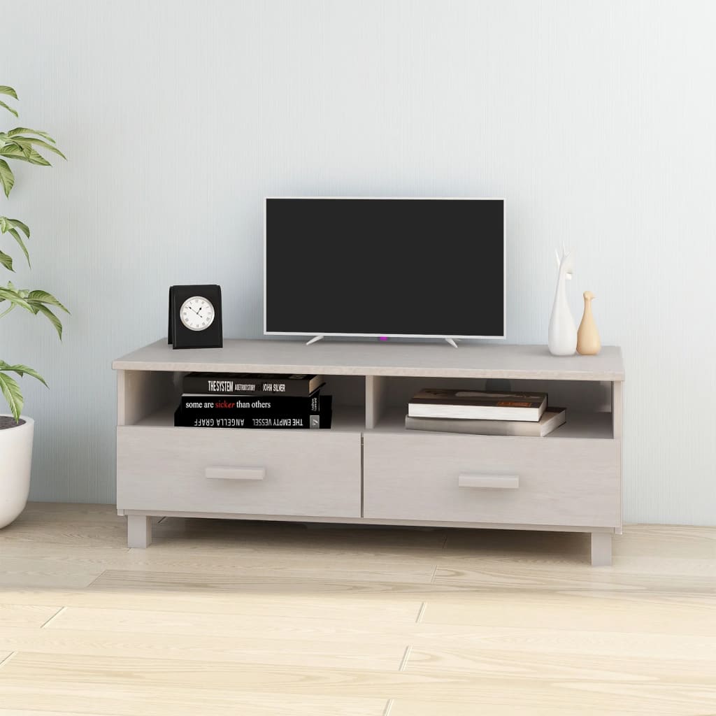 vidaXL Dulap TV „HAMAR”, alb, 106x40x40 cm, lemn masiv de pin vidaXL Dulap TV „HAMAR”, alb, 106x40x40 cm, lemn masiv de pin
